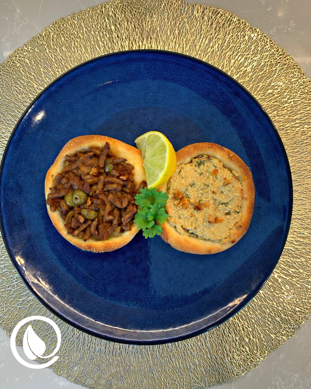 Sfiha with Vegan Mince Sauce and Cashew Cheese